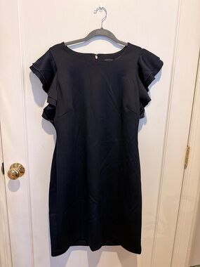 Tommy Hilfiger Navy Ruffle-Sleeve Midi Dress